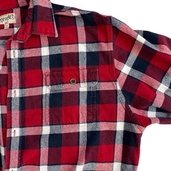 Upcycled Flannel Shirt Shacket Womens 3XL Machinist Grunge Patchwork Folk Art - Picture 5 of 14